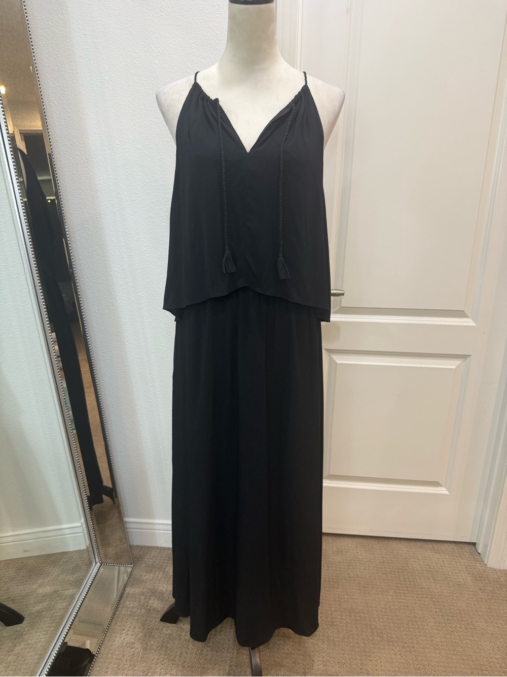 Madewell Black Tassel-Detail Maxi Dress